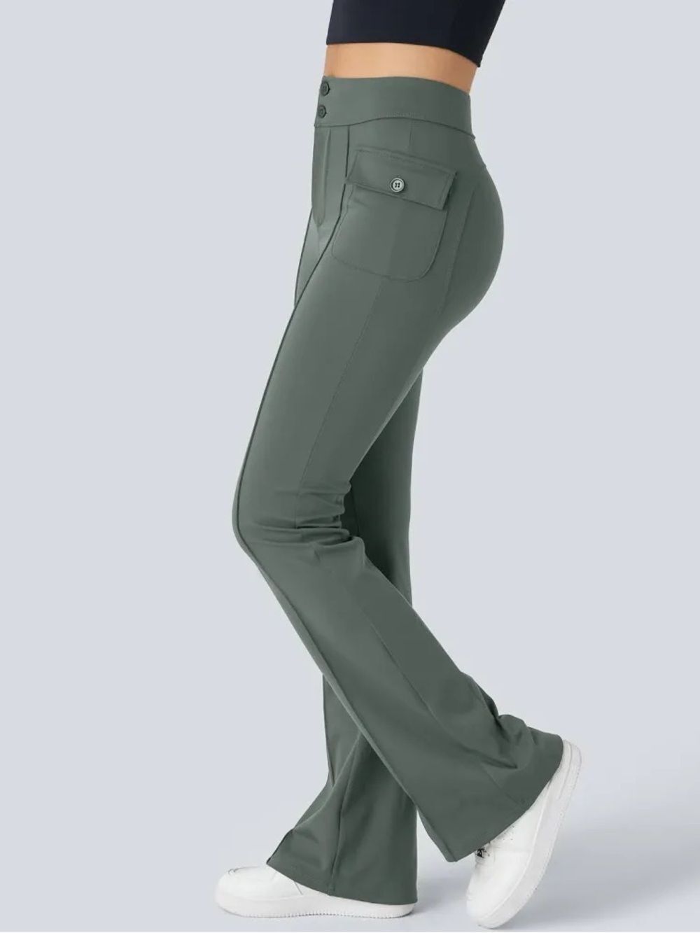 Halara High Waisted Side Flap Pocket Flare Cargo Pants Deep Aquamarine Sz M